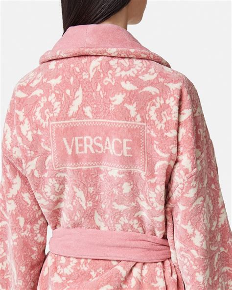 pink versace bathrobe.